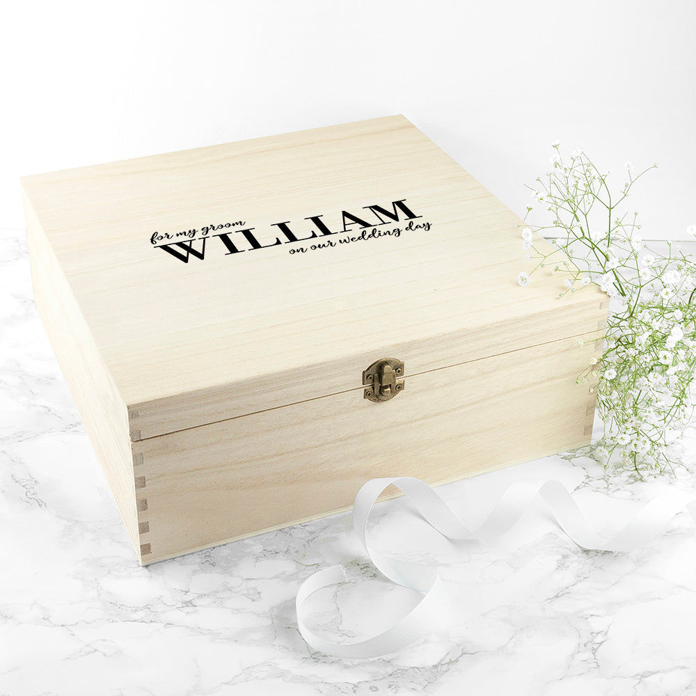 Personalized Groom's Wedding Keepsake Box  Keepsake Boxes Deeply Engraved