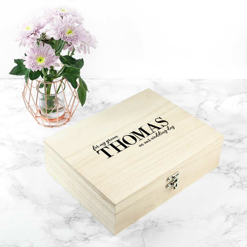Personalized Groom's Wedding Keepsake Box  Keepsake Boxes Deeply Engraved