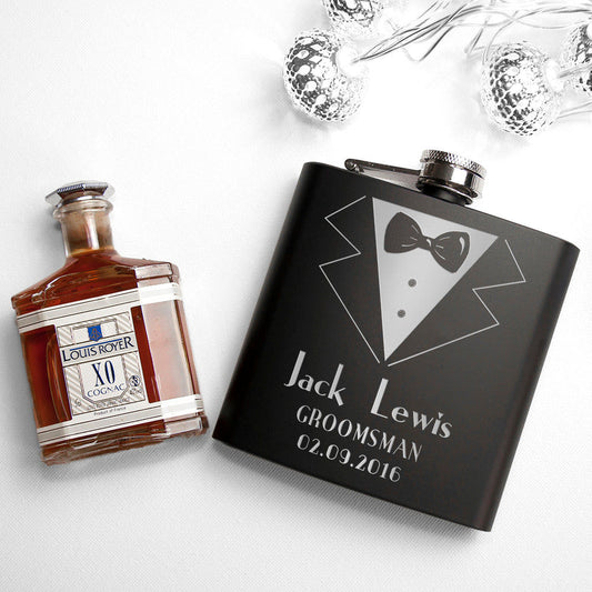 Personalized Groomsman Matte Hip Flask  Hip Flasks Deeply Engraved