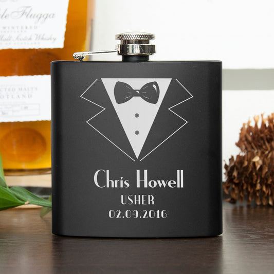 Personalized Groomsman Matte Hip Flask  Hip Flasks Deeply Engraved
