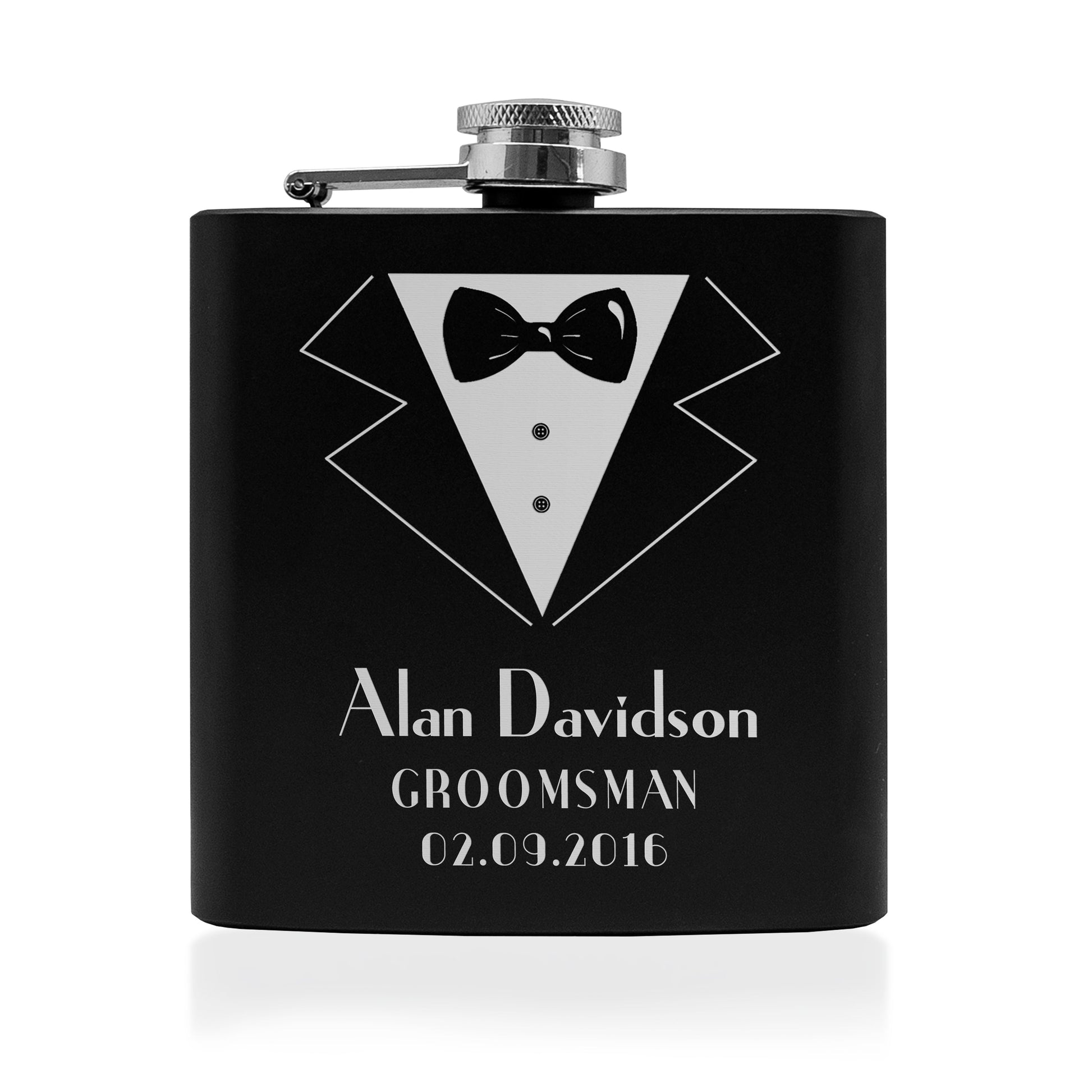 Personalized Groomsman Matte Hip Flask  Hip Flasks Deeply Engraved