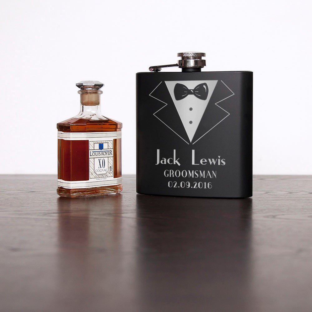 Personalized Groomsman Matte Hip Flask  Hip Flasks Deeply Engraved