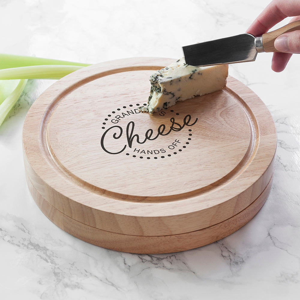 Personalized 'Hands Off' Cheese Board Set  Wooden Cheese Boards Deeply Engraved