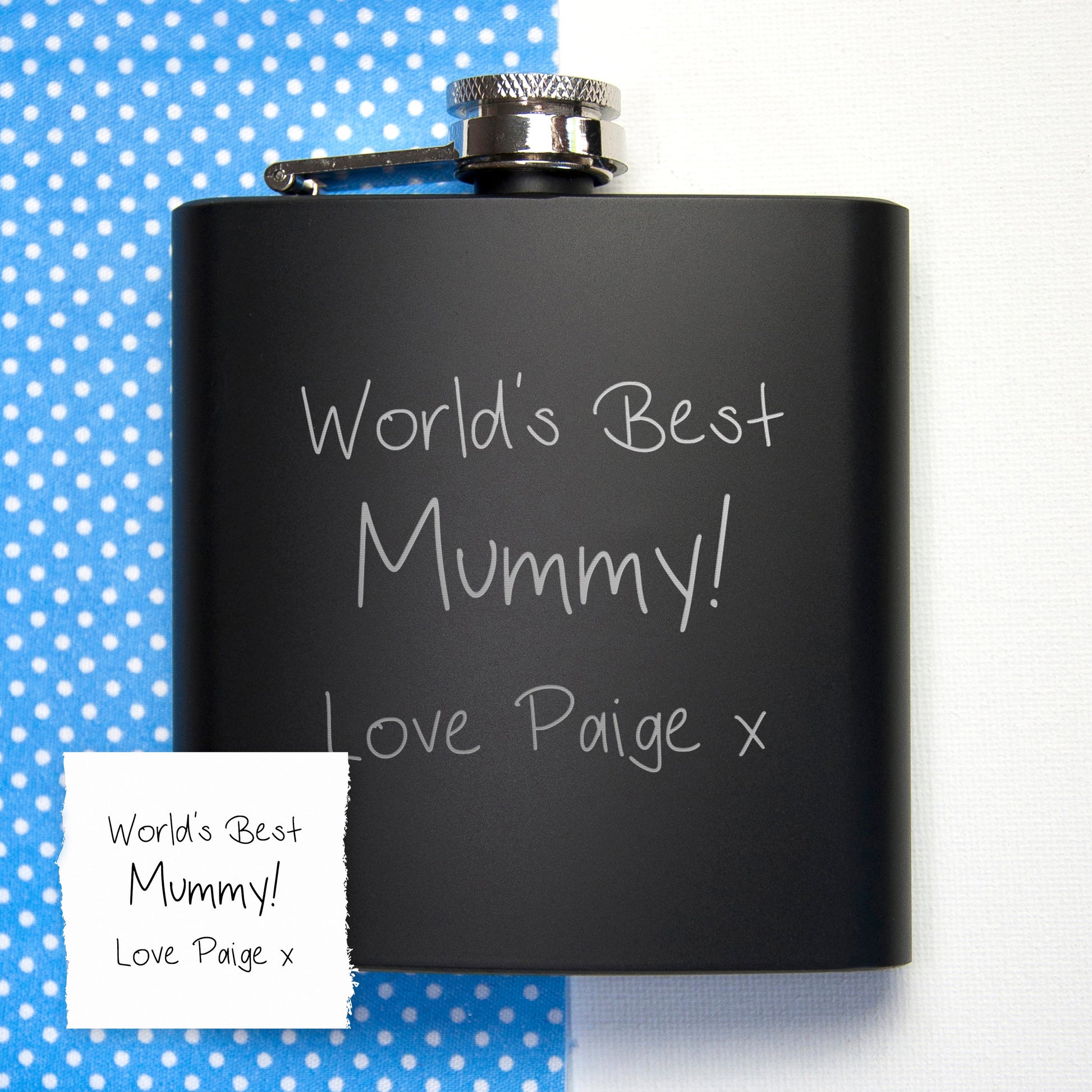 Personalized Handwriting Black Hip Flask  Hip Flasks Deeply Engraved