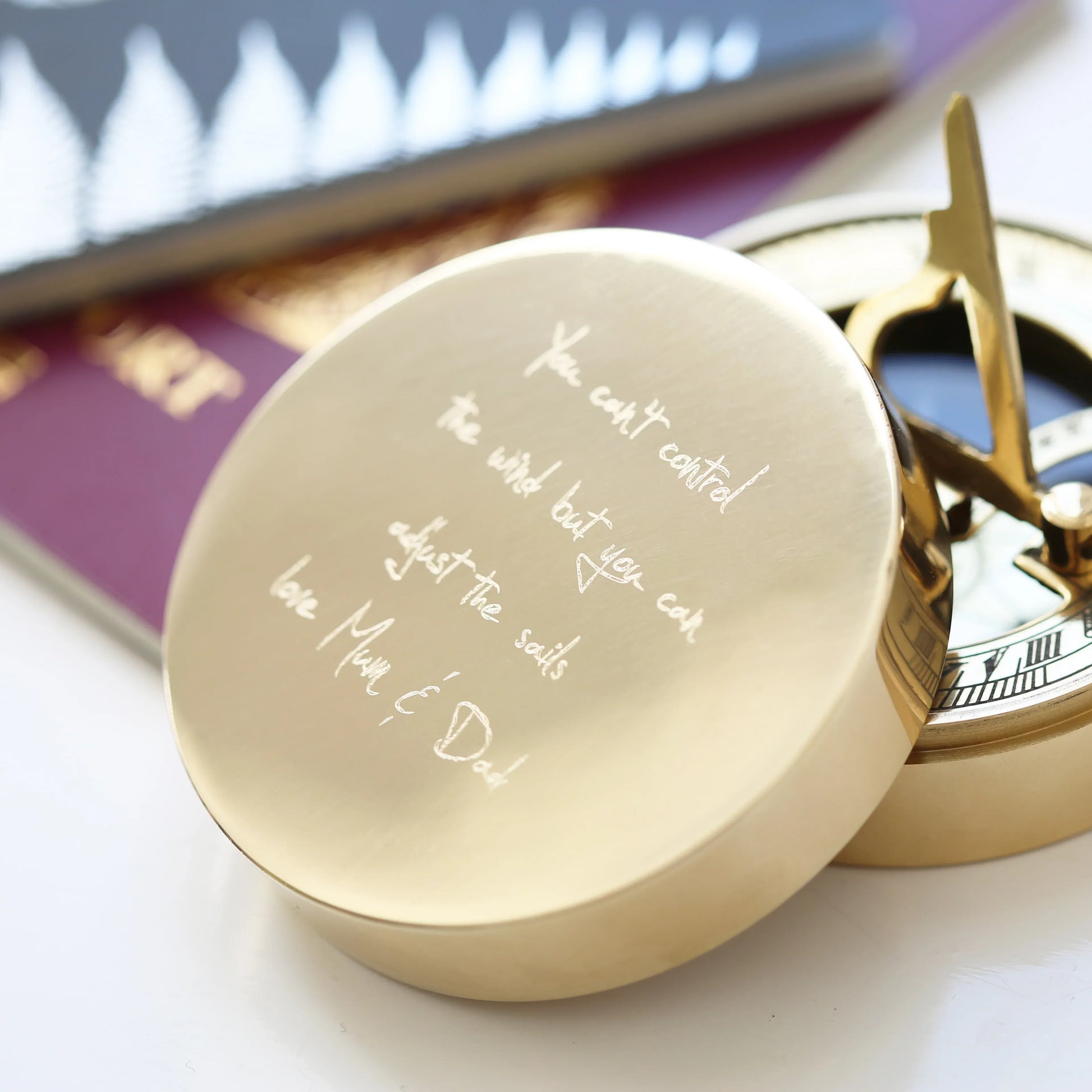 Personalized Handwriting engraved-Sundial Compass