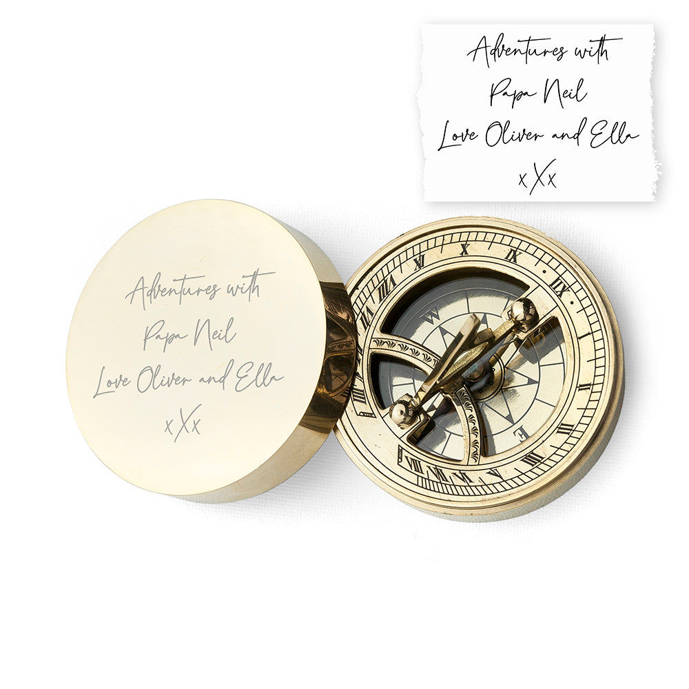 Personalized Handwriting Sundial Compass  Compasses Deeply Engraved