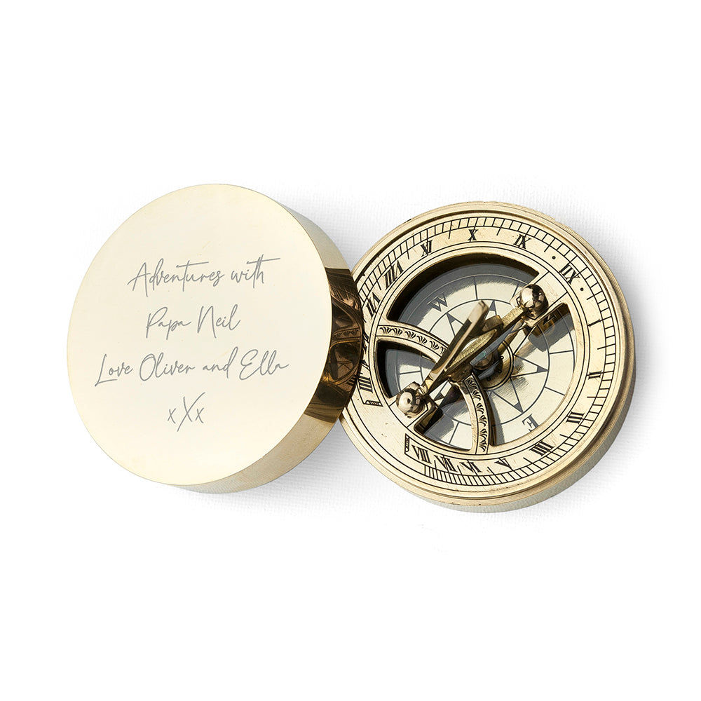 Personalized Handwriting Sundial Compass  Compasses Deeply Engraved