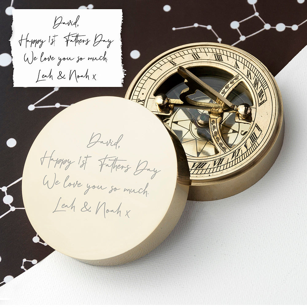 Personalized Handwriting Sundial Compass  Compasses Deeply Engraved