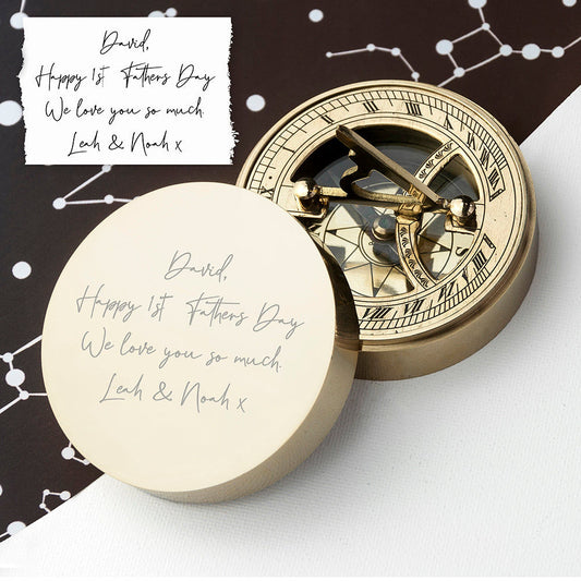 Personalized Handwriting Sundial Compass  Compasses Deeply Engraved
