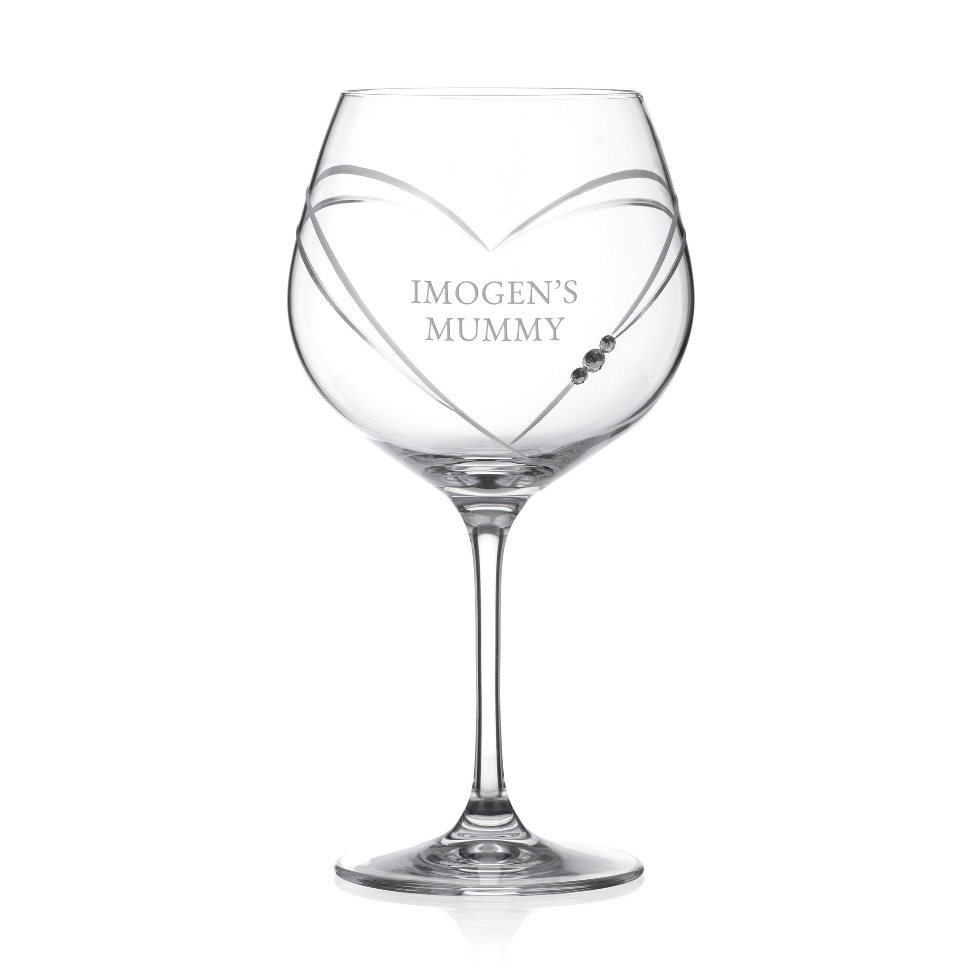 Personalized Heart Gin Glass with Swarovski Crystals  Gin Glasses Deeply Engraved