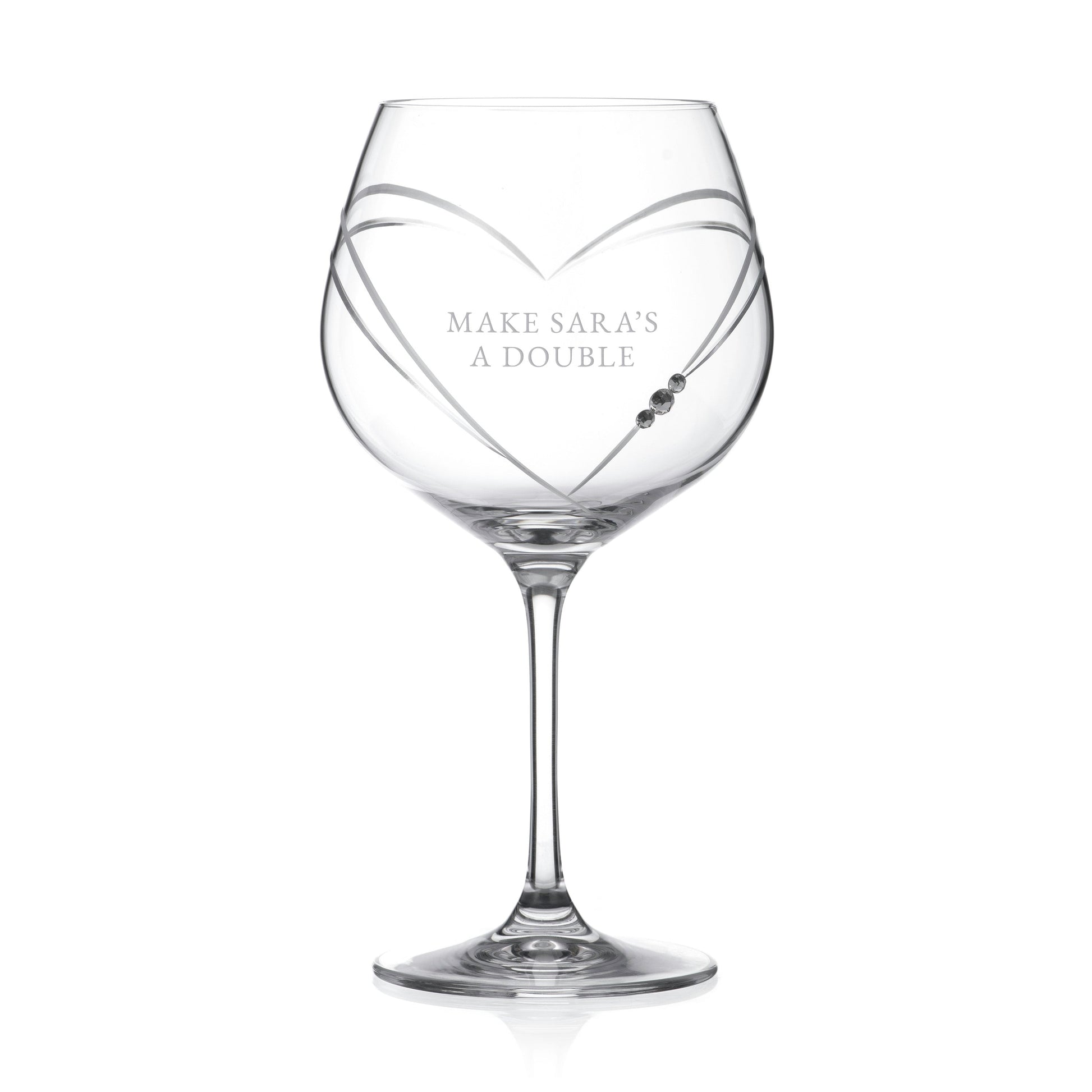 Personalized Heart Gin Glass with Swarovski Crystals  Gin Glasses Deeply Engraved