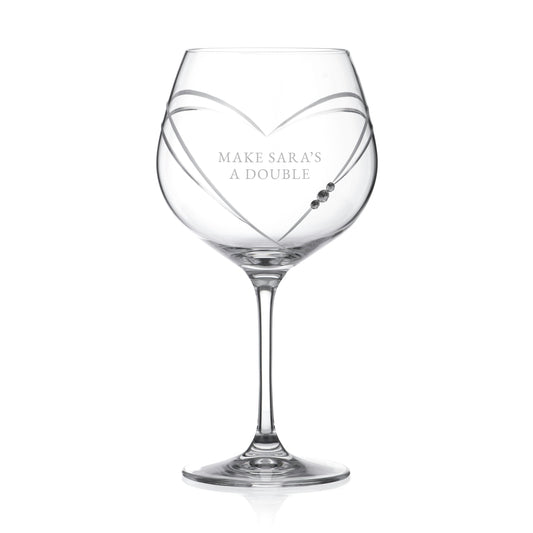 Personalized Heart Gin Glass with Swarovski Crystals  Gin Glasses Deeply Engraved