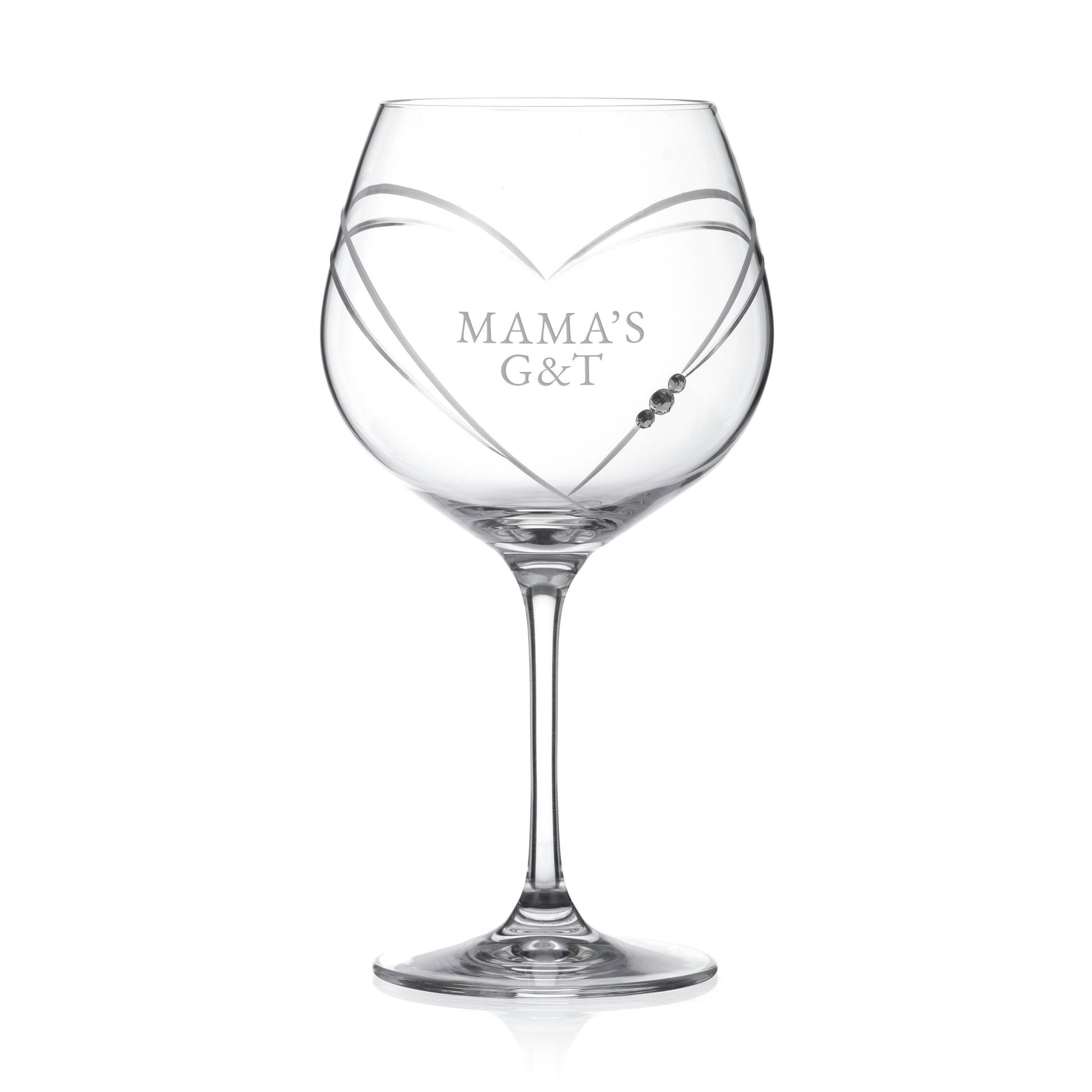 Personalized Heart Gin Glass with Swarovski Crystals  Gin Glasses Deeply Engraved