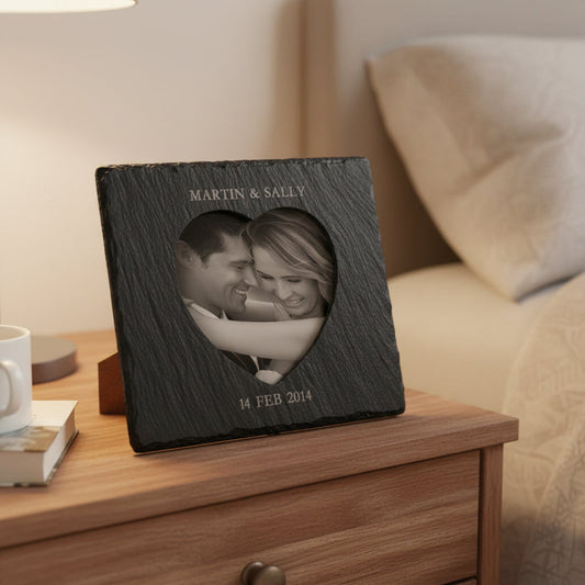 Personalized Heart Slate Photoframe  Photo Frames Deeply Engraved