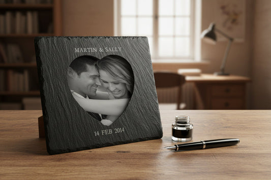 Personalized Heart Slate Photoframe  Photo Frames Deeply Engraved