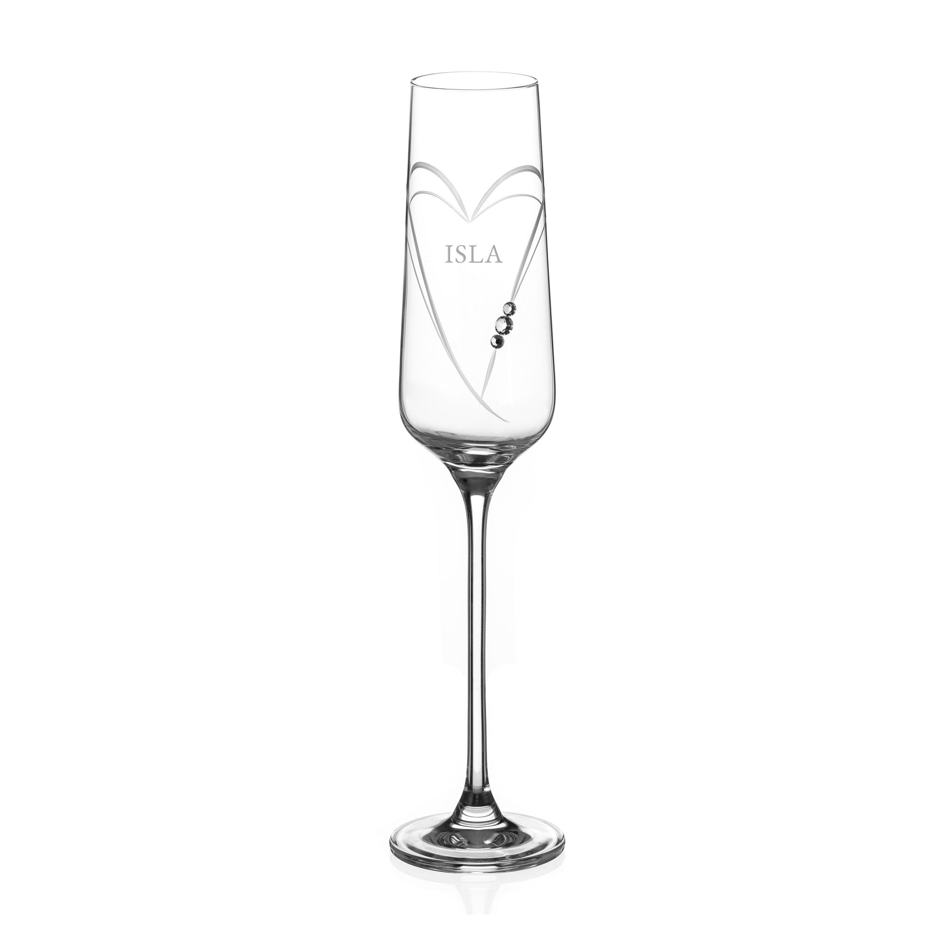 Personalized Hearts Champagne Flute with Swarovski Crystals  Wine Glasses Deeply Engraved