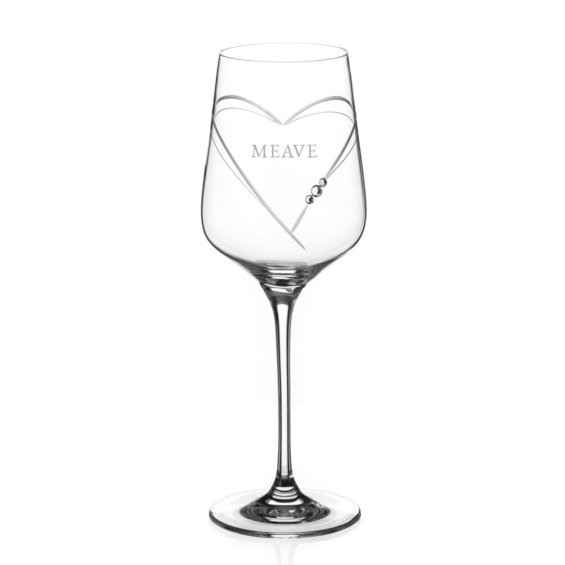 Personalized Hearts Wine Glass with Swarovski Crystals  Wine Glasses Deeply Engraved