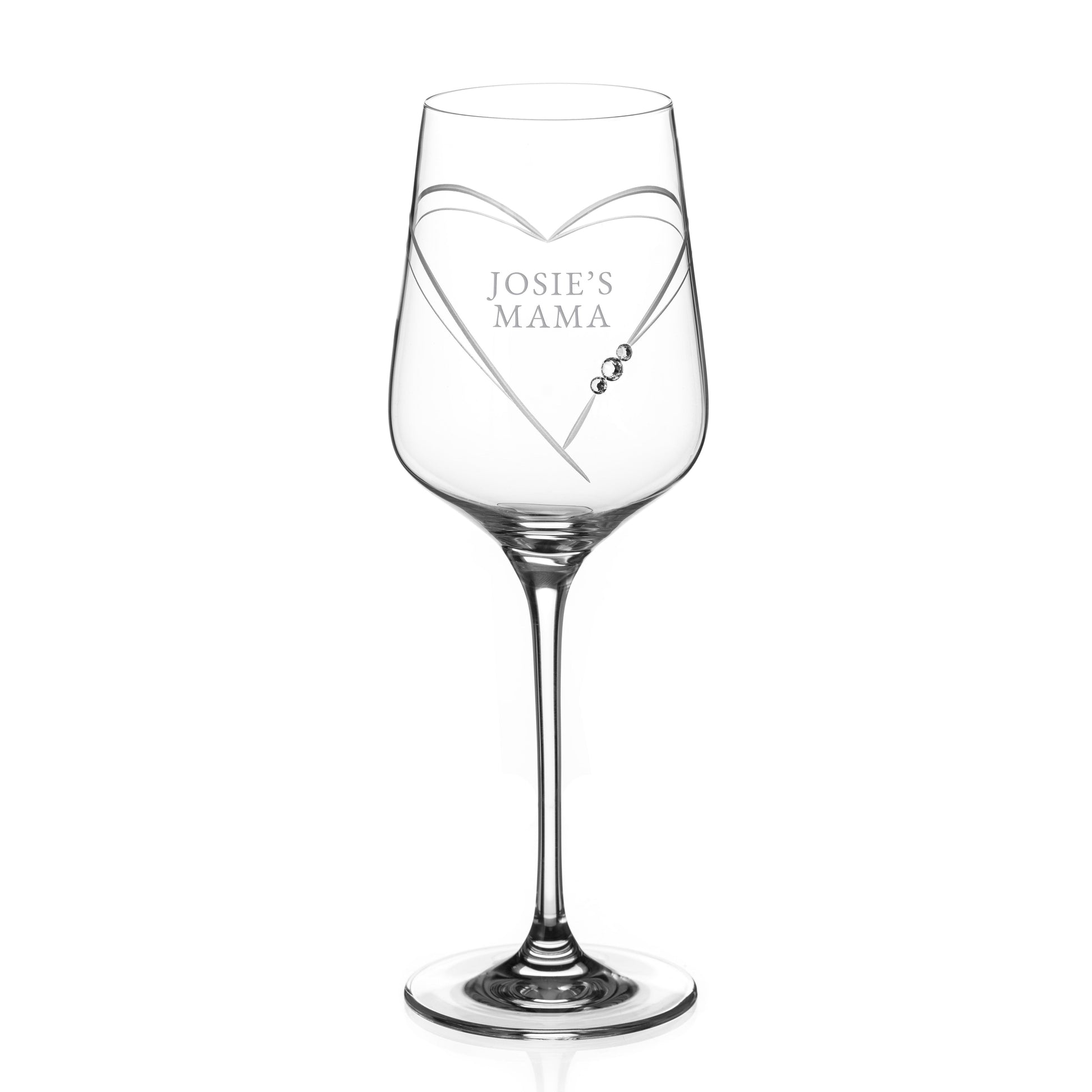 Personalized Hearts Wine Glass with Swarovski Crystals  Wine Glasses Deeply Engraved