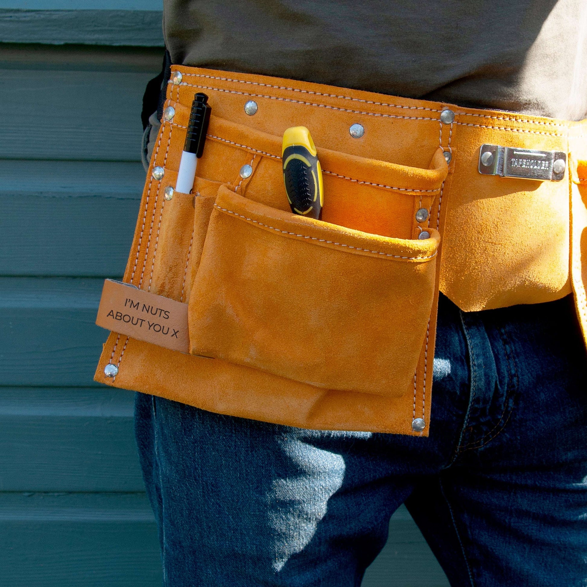 Personalized Heavy Duty Leather Tool Belt  DIY Tools Deeply Engraved