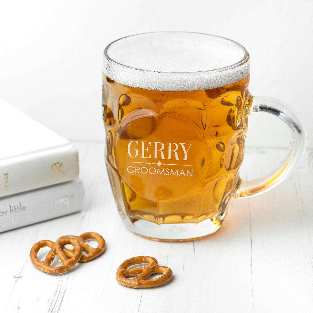 Personalized Heritage Beer Stein  Dimpled Pint Glasses Deeply Engraved