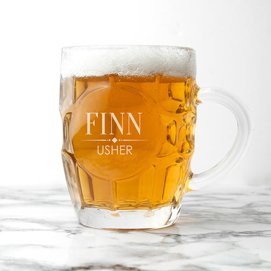 Personalized Heritage Beer Stein  Dimpled Pint Glasses Deeply Engraved