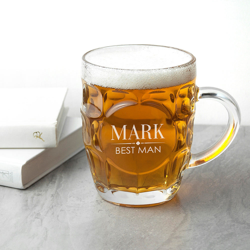 Personalized Heritage Beer Stein  Dimpled Pint Glasses Deeply Engraved