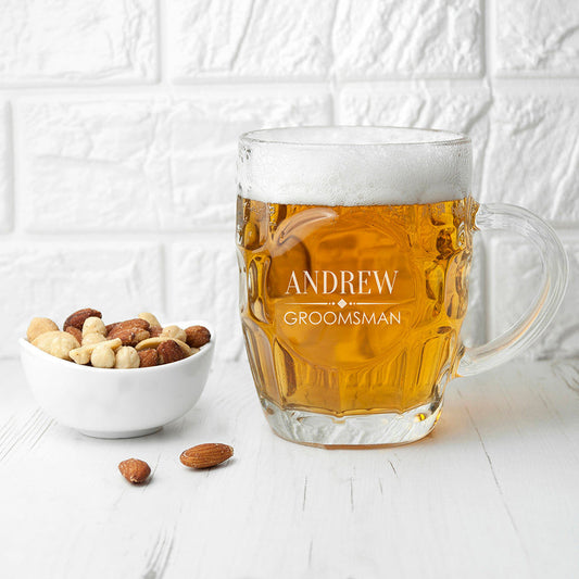 Personalized Heritage Beer Stein  Dimpled Pint Glasses Deeply Engraved