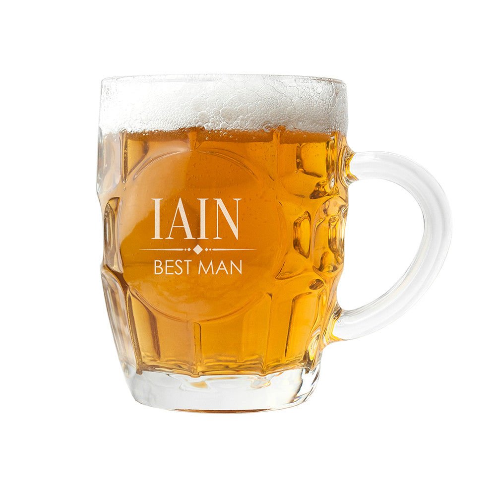 Personalized Heritage Beer Stein  Dimpled Pint Glasses Deeply Engraved