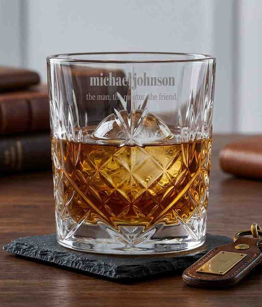 Personalized Heritage Diamond-Cut Crystal Tumbler  Whiskey Glasses Deeply Engraved