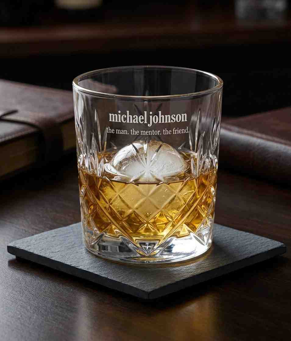 Personalized Heritage Diamond-Cut Crystal Tumbler  Whiskey Glasses Deeply Engraved