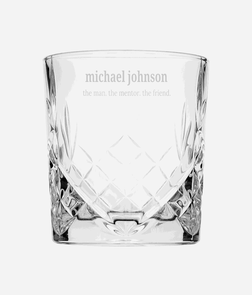 Personalized Heritage Diamond-Cut Crystal Tumbler  Whiskey Glasses Deeply Engraved