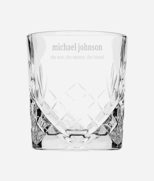 Personalized Heritage Diamond-Cut Crystal Tumbler  Whiskey Glasses Deeply Engraved