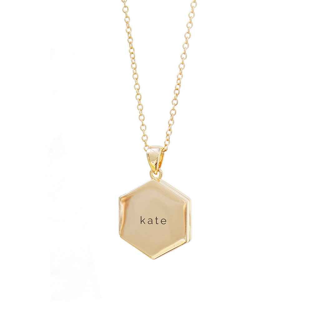Personalized Hexagonal Photo Locket  Necklaces Deeply Engraved