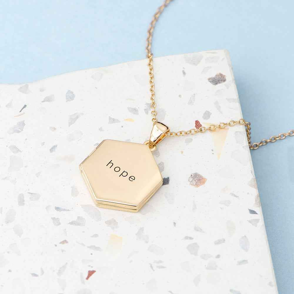 Personalized Hexagonal Photo Locket  Necklaces Deeply Engraved
