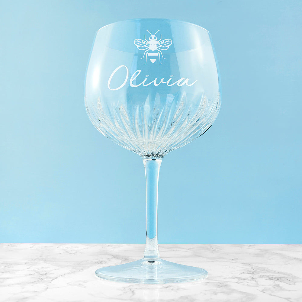 Personalized Icon Crystal Glass Goblet  Gin Glasses Deeply Engraved