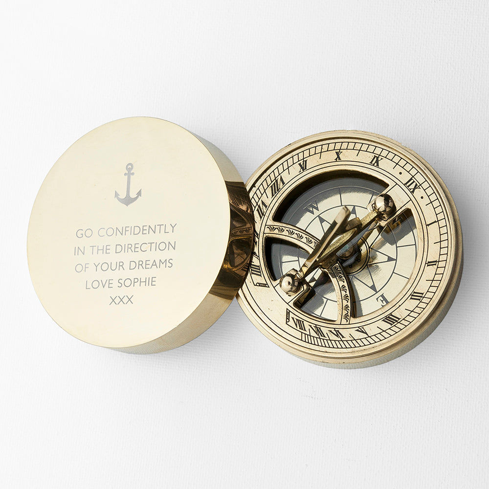Personalized Iconic Adventurer's Sundial Compass  Compasses Deeply Engraved