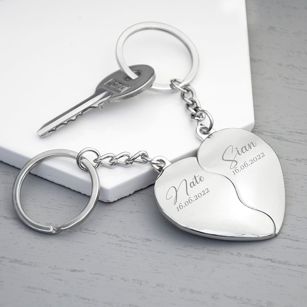 Personalized Joined Hearts Special Date Keyring  Keyrings Deeply Engraved