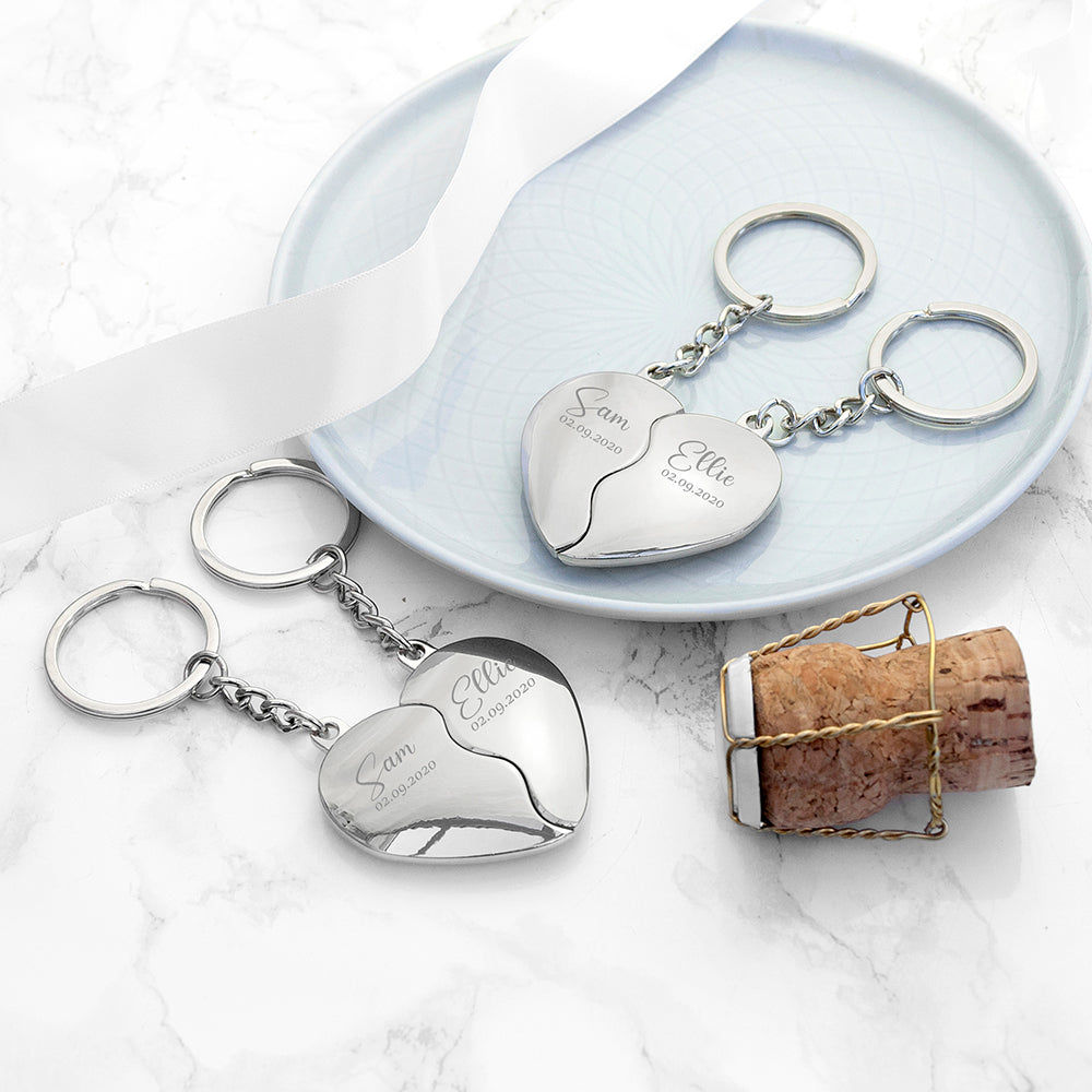 Personalized Joined Hearts Special Date Keyring  Keyrings Deeply Engraved