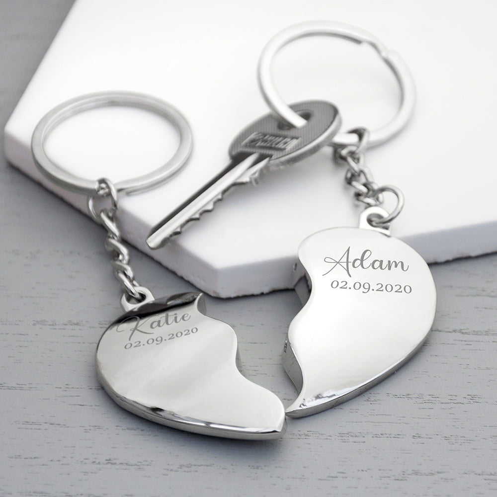 Personalized Joined Hearts Special Date Keyring  Keyrings Deeply Engraved