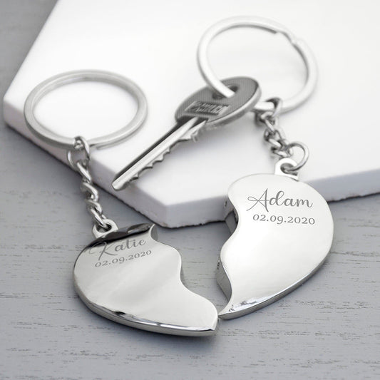 Personalized Joined Hearts Special Date Keyring  Keyrings Deeply Engraved