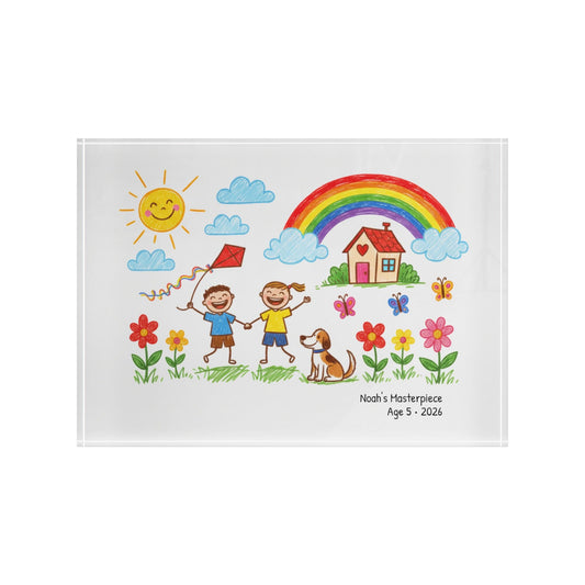 Personalized Kid’s Drawing Acrylic Photo Block  Photo Block Deeply Engraved