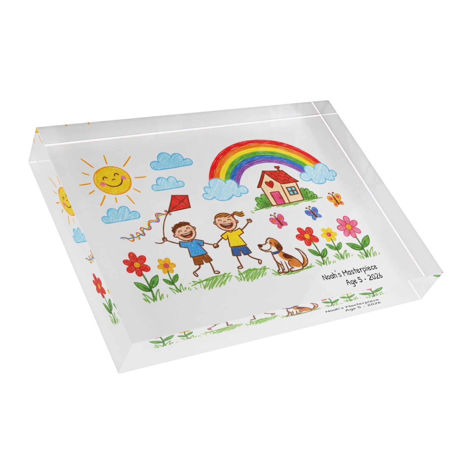 Personalized Kid’s Drawing Acrylic Photo Block  Photo Block Deeply Engraved