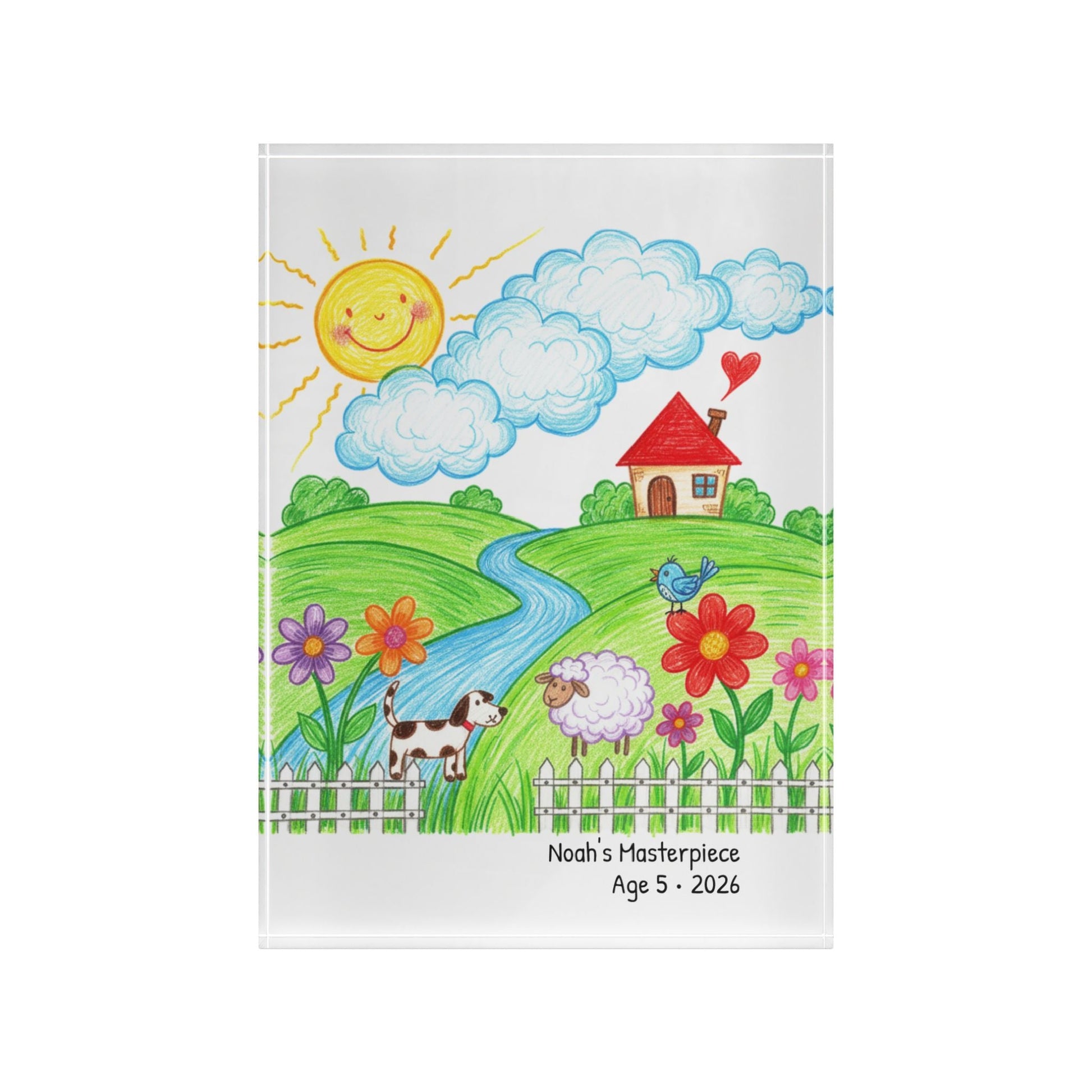 Personalized Kid’s Drawing Acrylic Photo Block  Photo Block Deeply Engraved