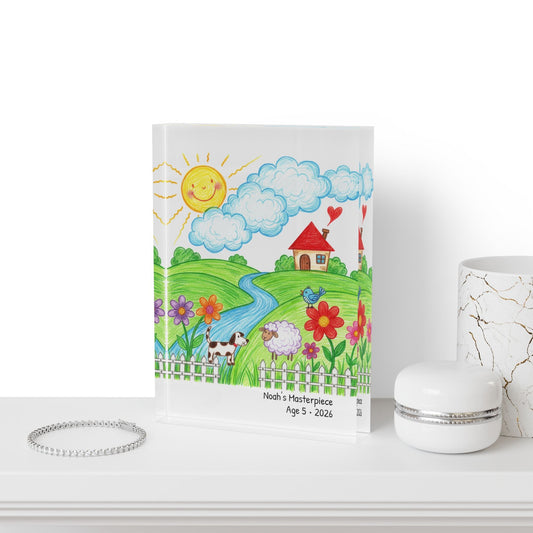 Personalized Kid’s Drawing Acrylic Photo Block  Photo Block Deeply Engraved