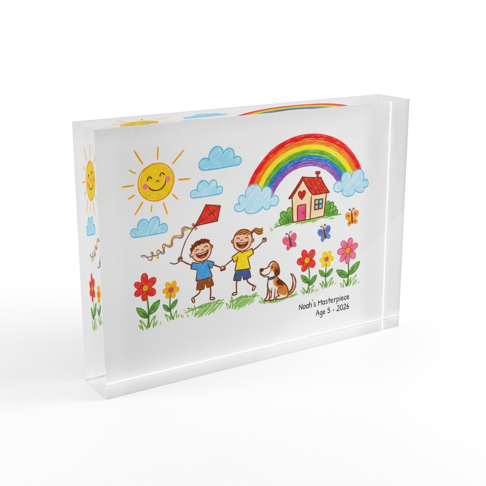 Personalized Kid’s Drawing Acrylic Photo Block  Photo Block Deeply Engraved