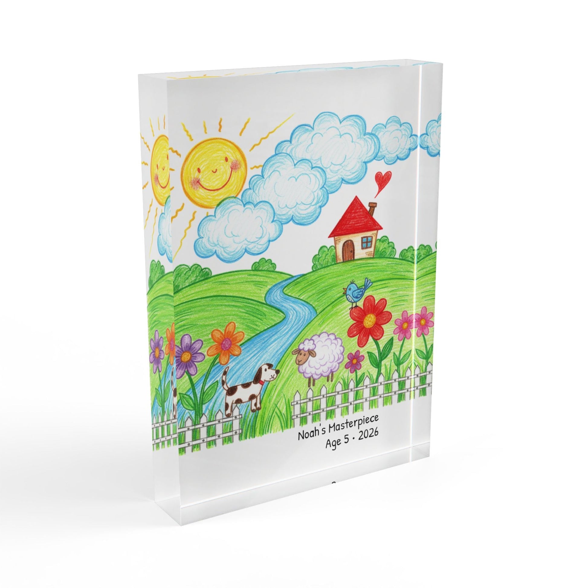 Personalized Kid’s Drawing Acrylic Photo Block  Photo Block Deeply Engraved