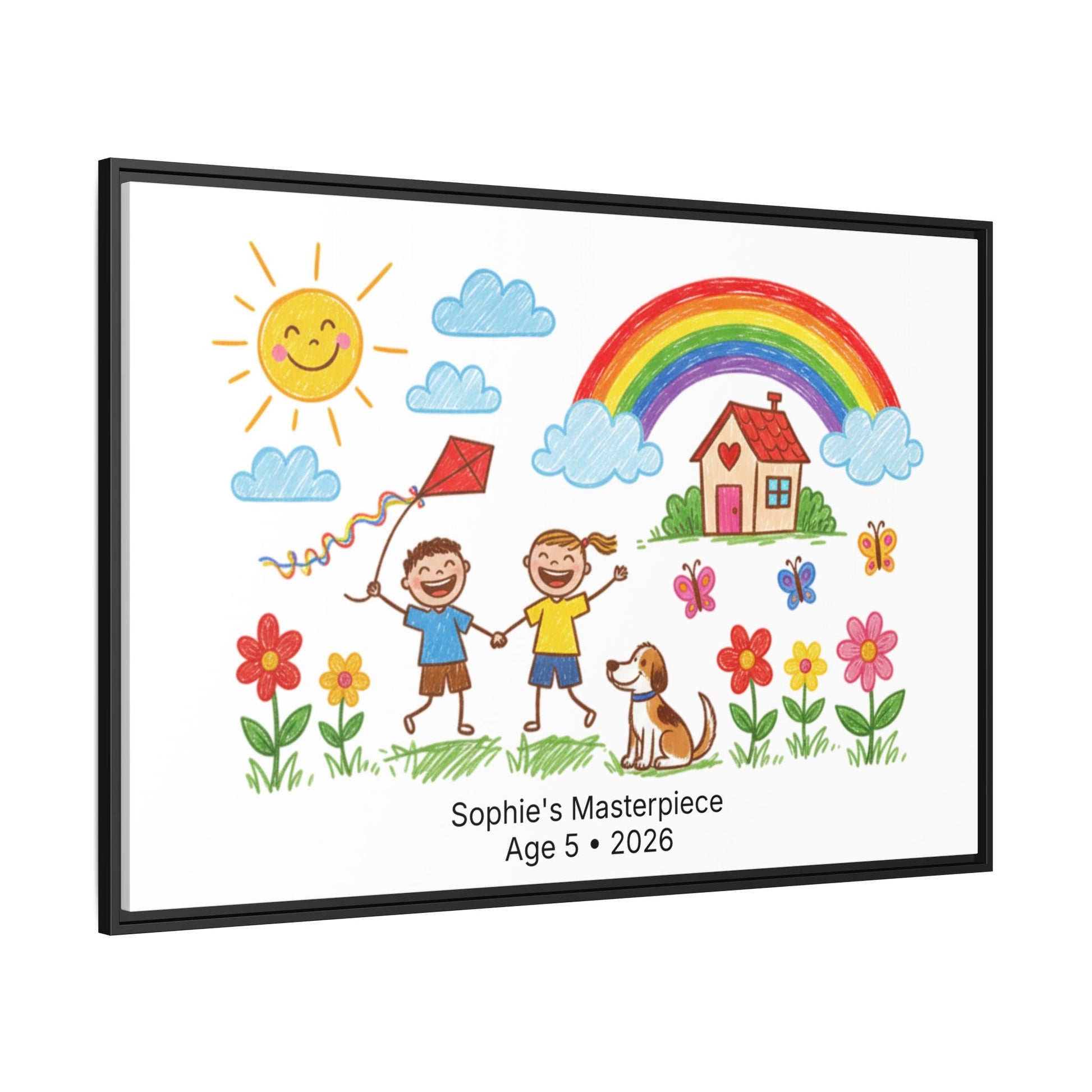 Personalized Kid’s Drawing Framed Canvas  Canvas Deeply Engraved