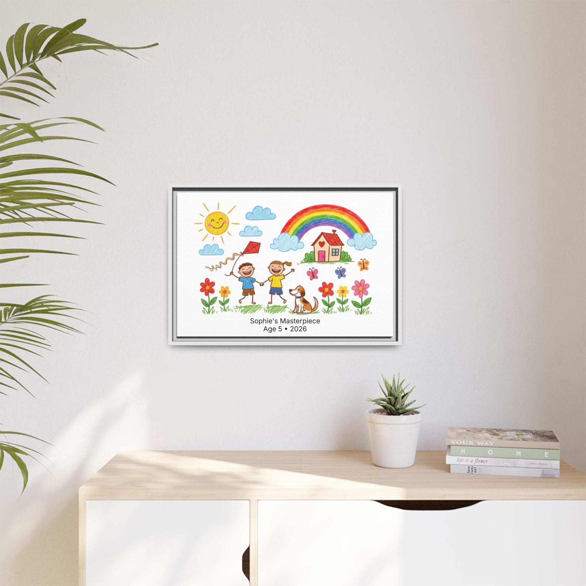 Personalized Kid’s Drawing Framed Canvas  Canvas Deeply Engraved
