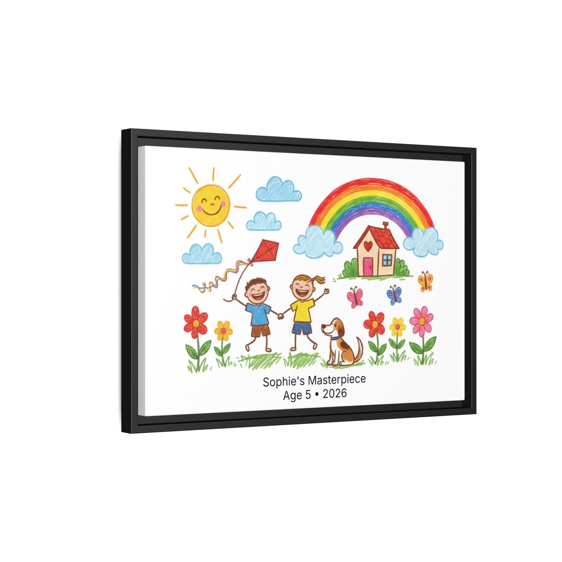 Personalized Kid’s Drawing Framed Canvas  Canvas Deeply Engraved
