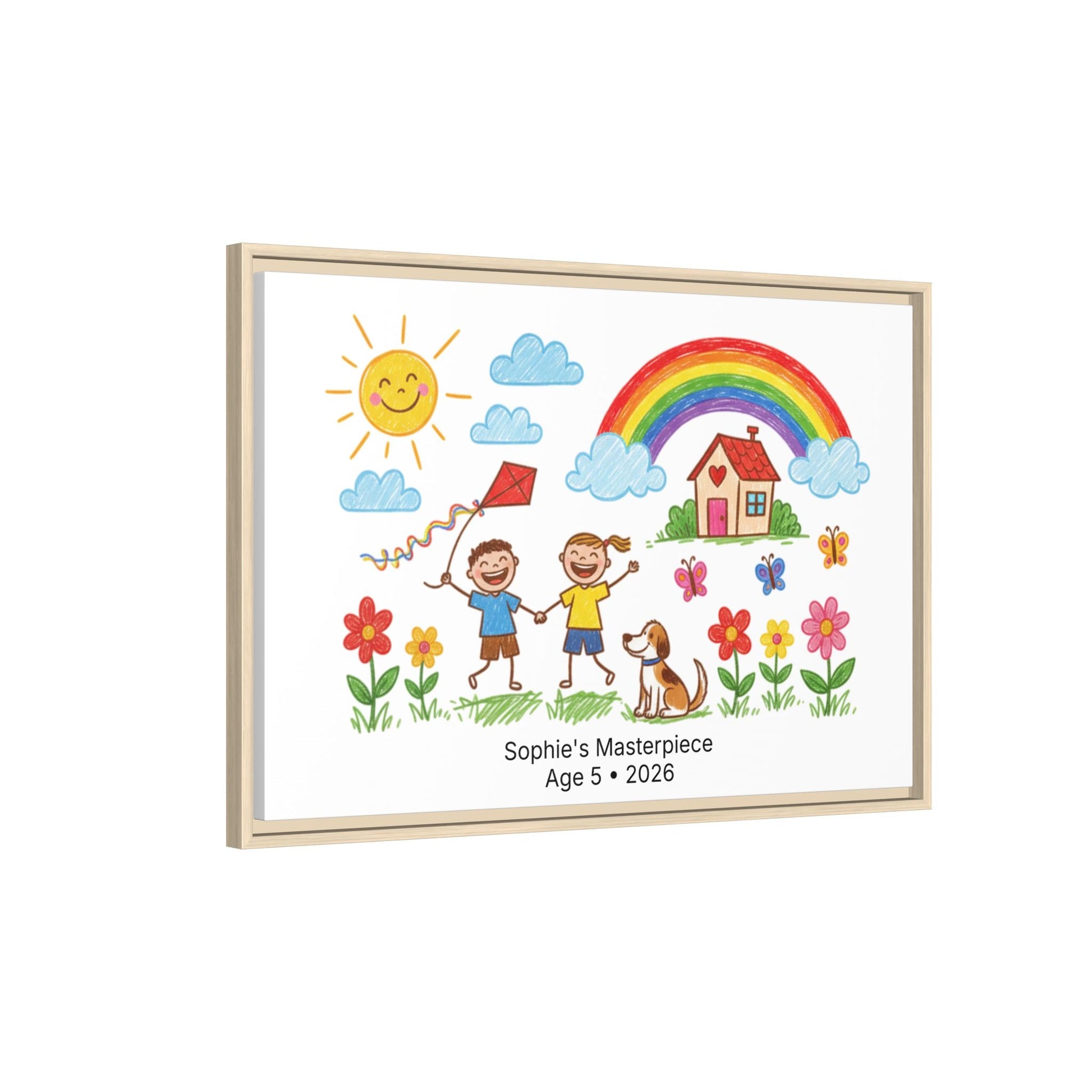 Personalized Kid’s Drawing Framed Canvas  Canvas Deeply Engraved